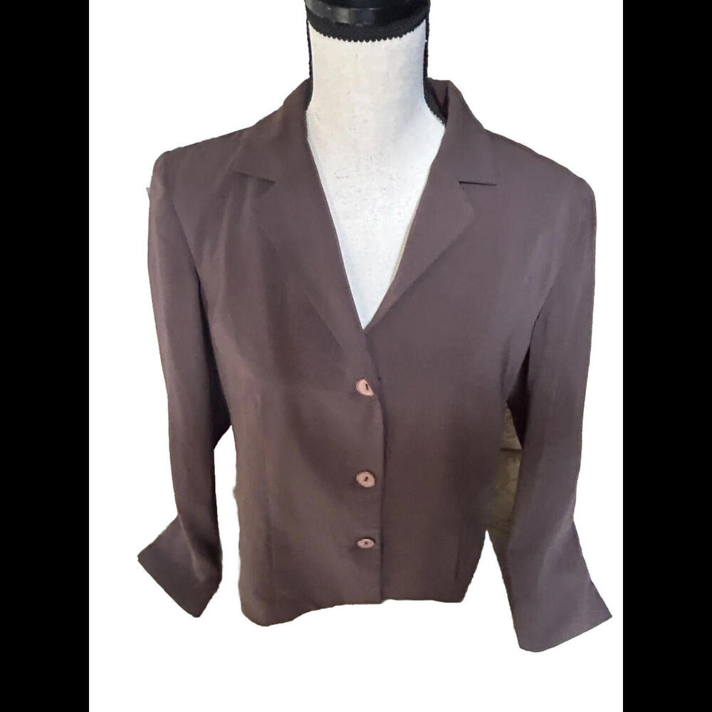 🦄🧥💛Norton McNaughtob Women’s Long Sleeve 3 Button Brown Blazer Size 10
